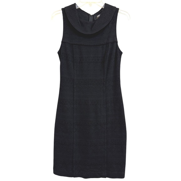 ABS by Allen Schwartz Dresses & Skirts - ABS Allen Schwartz Black Jacquard Cowl Neck Sheath Dress 6 3J19S92 Made in USA